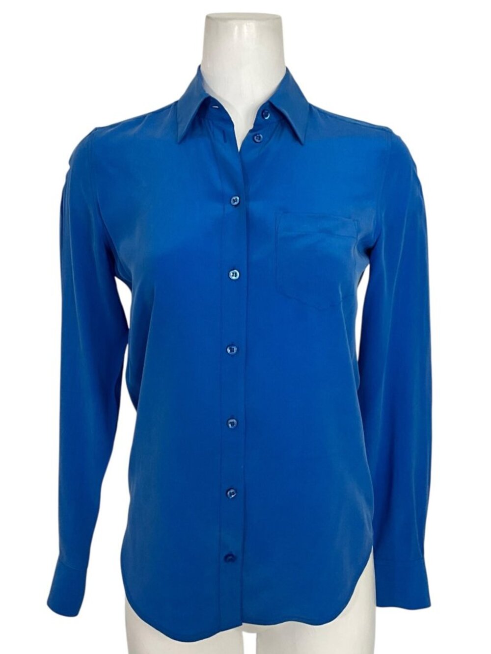Equipment Silk Button Front Shirt Blouse XS Blue Long Sleeve